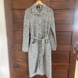 VTG Long Duster Belted Cardigan Grey Wally Pearsall LTD LARGE